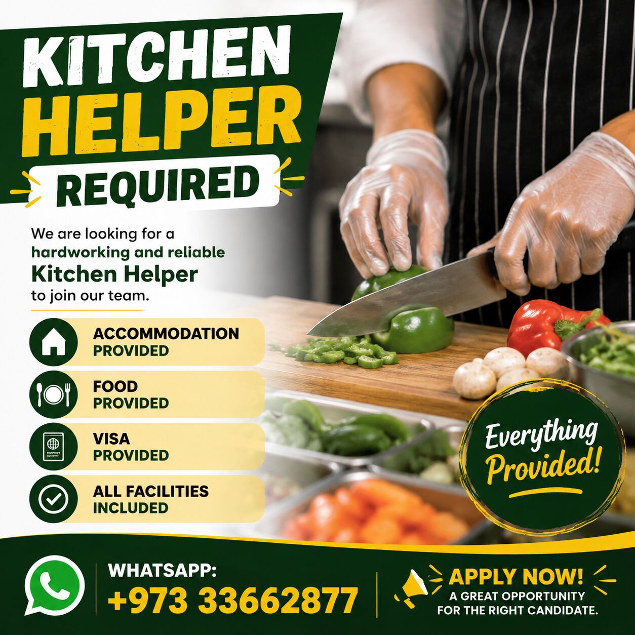 Manama, Jobs, Urgently Looking For Kitchen Helper