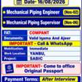 Mechanical Piping Engineer (Nos -02), Piping Supervisor (Nos-06)