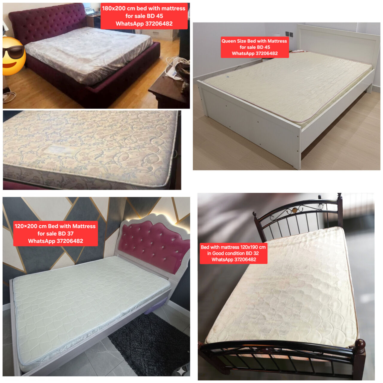 Manama, Furniture, BHD 50,  ✅️ Variety Of Bed With Mattress King Queen Double Single For Sale With Delivery