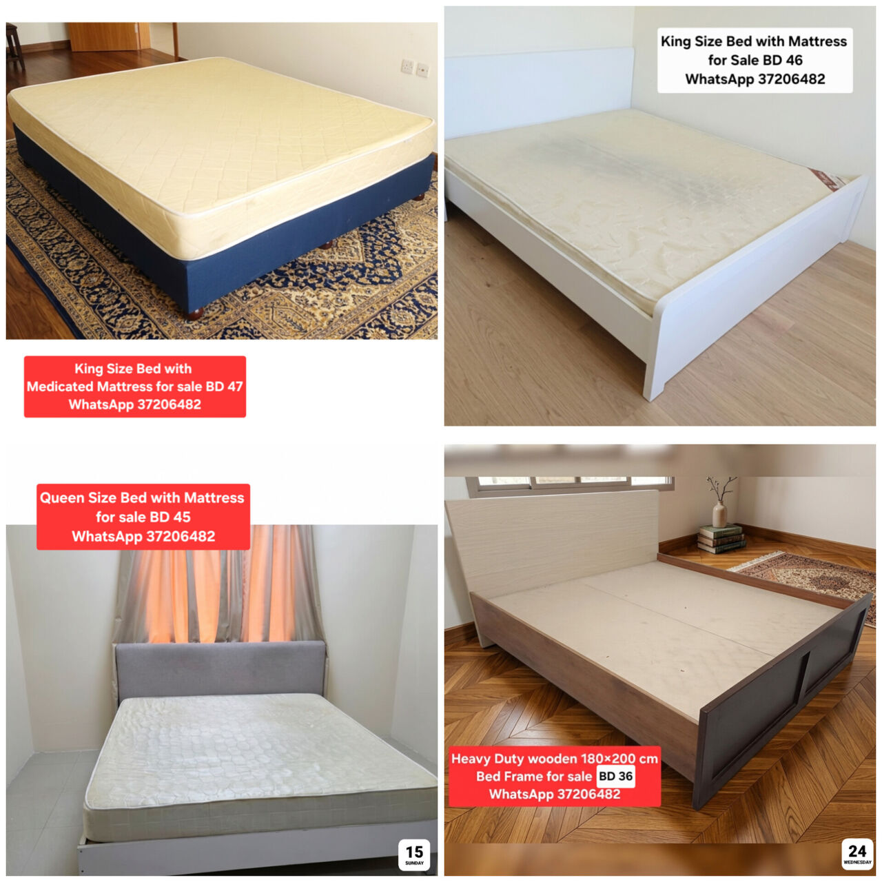 Manama, Furniture, BHD 50,  ✅️ Variety Of Bed With Mattress King Queen Double Single For Sale With Delivery