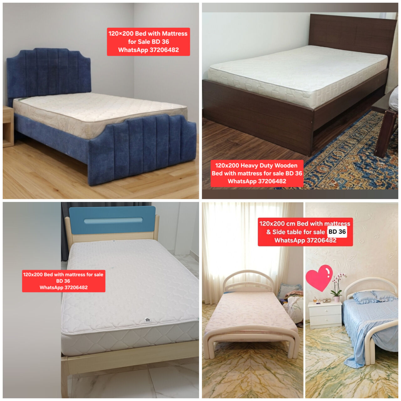 Manama, Furniture, BHD 50,  ✅️ Variety Of Bed With Mattress King Queen Double Single For Sale With Delivery