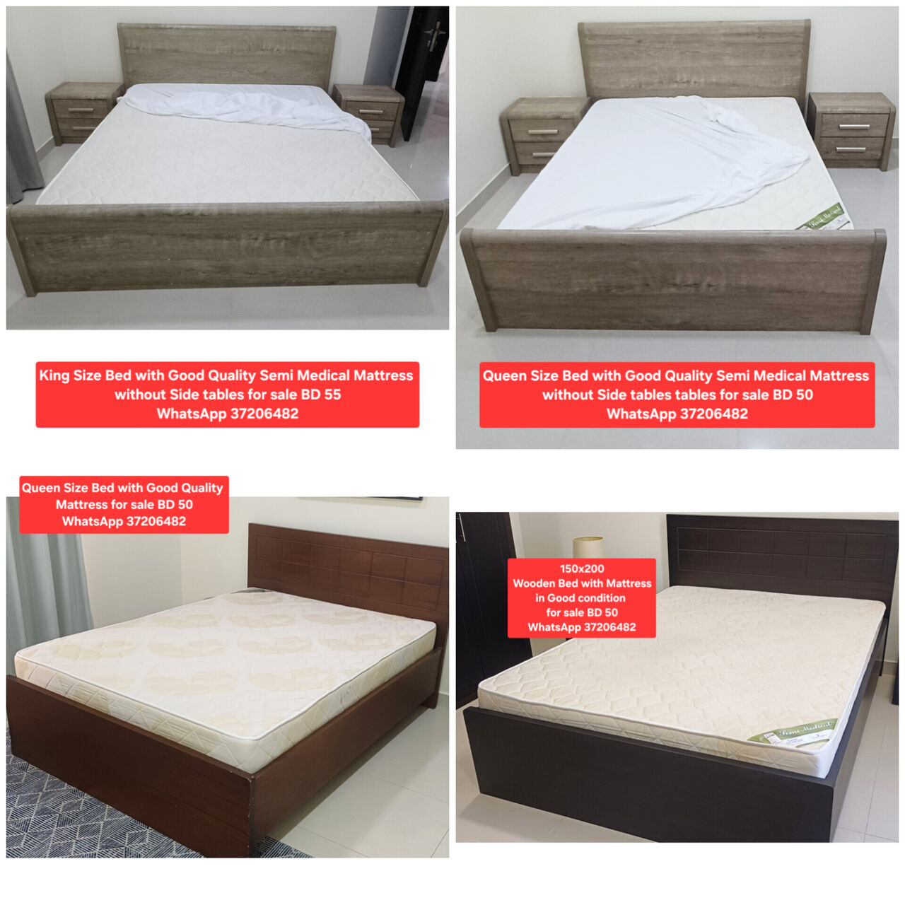 Manama, Furniture, BHD 50,  ✅️ Variety Of Bed With Mattress King Queen Double Single For Sale With Delivery