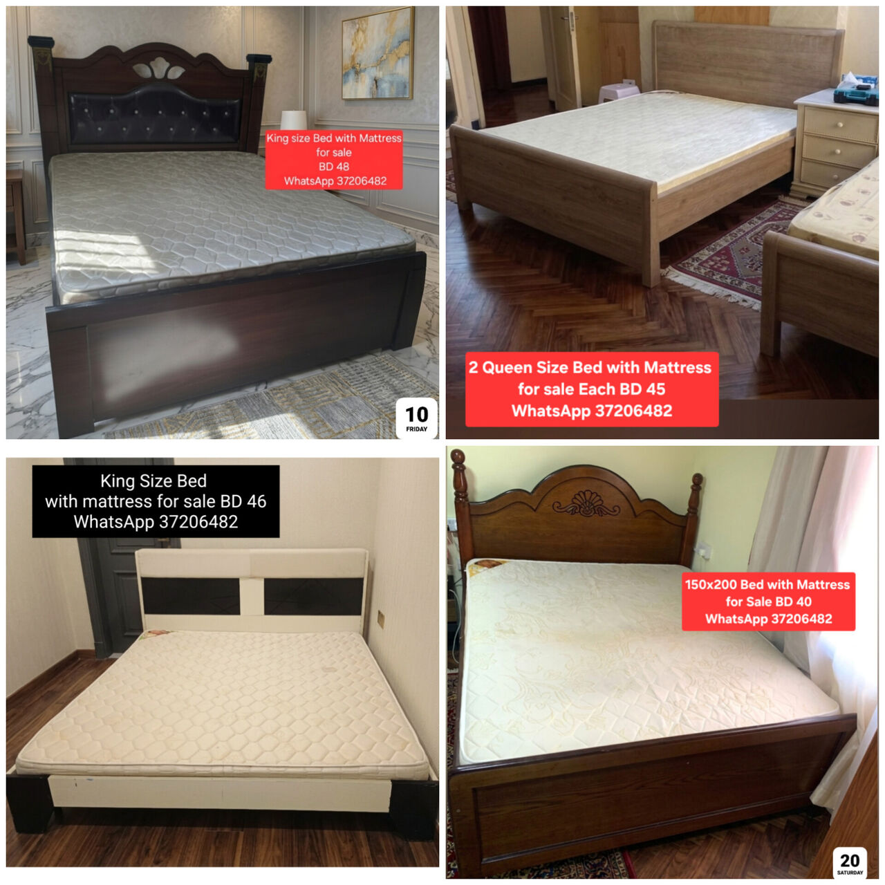 Manama, Household Items, BHD 45,  ✅️Single Double Queen King Size Bed With Mattress For Sale With Delivery