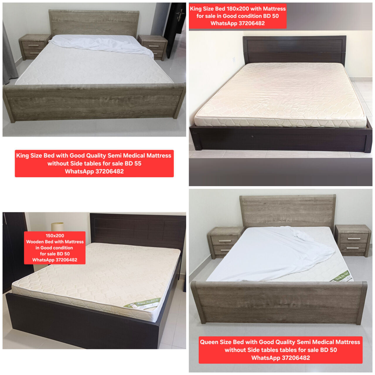 Manama, Household Items, BHD 45,  ✅️Single Double Queen King Size Bed With Mattress For Sale With Delivery