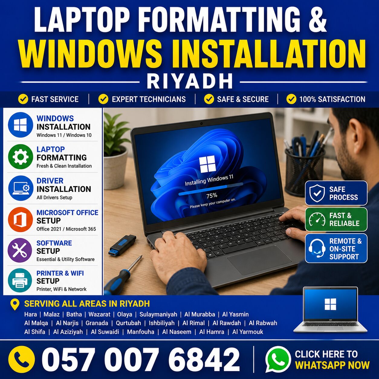 Al Aziziyah, Software Development, 🟦🟦 LAPTOP FORMATTING & WINDOWS INSTALLATION | RIYADH | 057 007 6842 🟦🟦