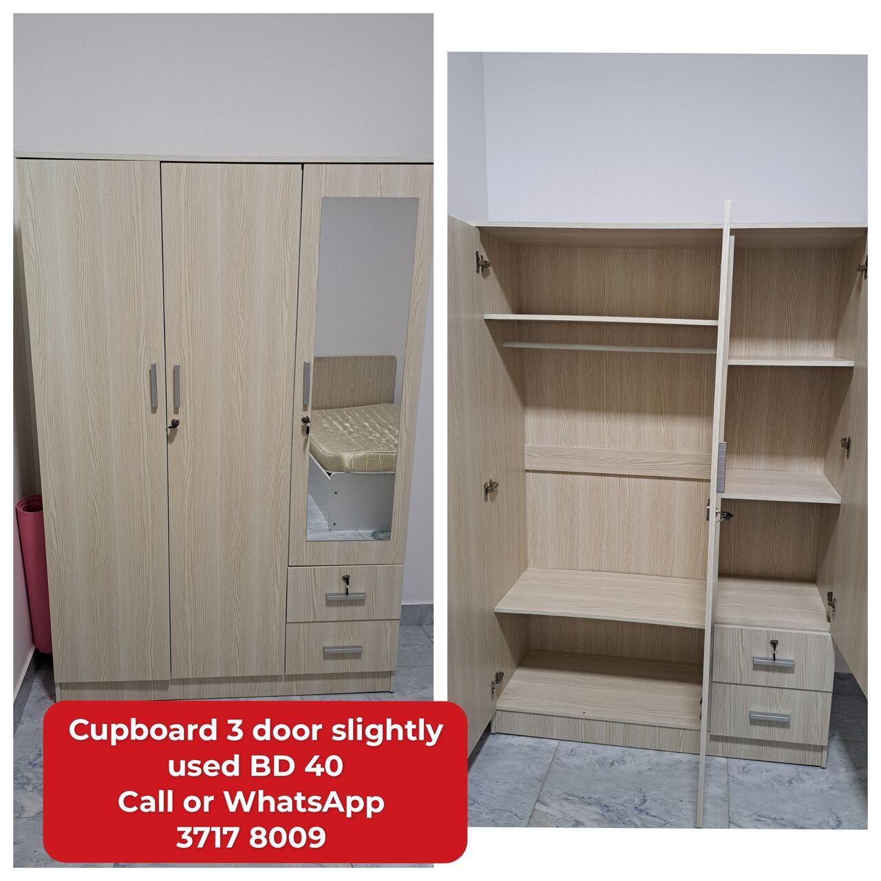 Manama, Furniture, BHD 40,  @@Cupboard 3 Door In Good Condition For Sale With Delivery