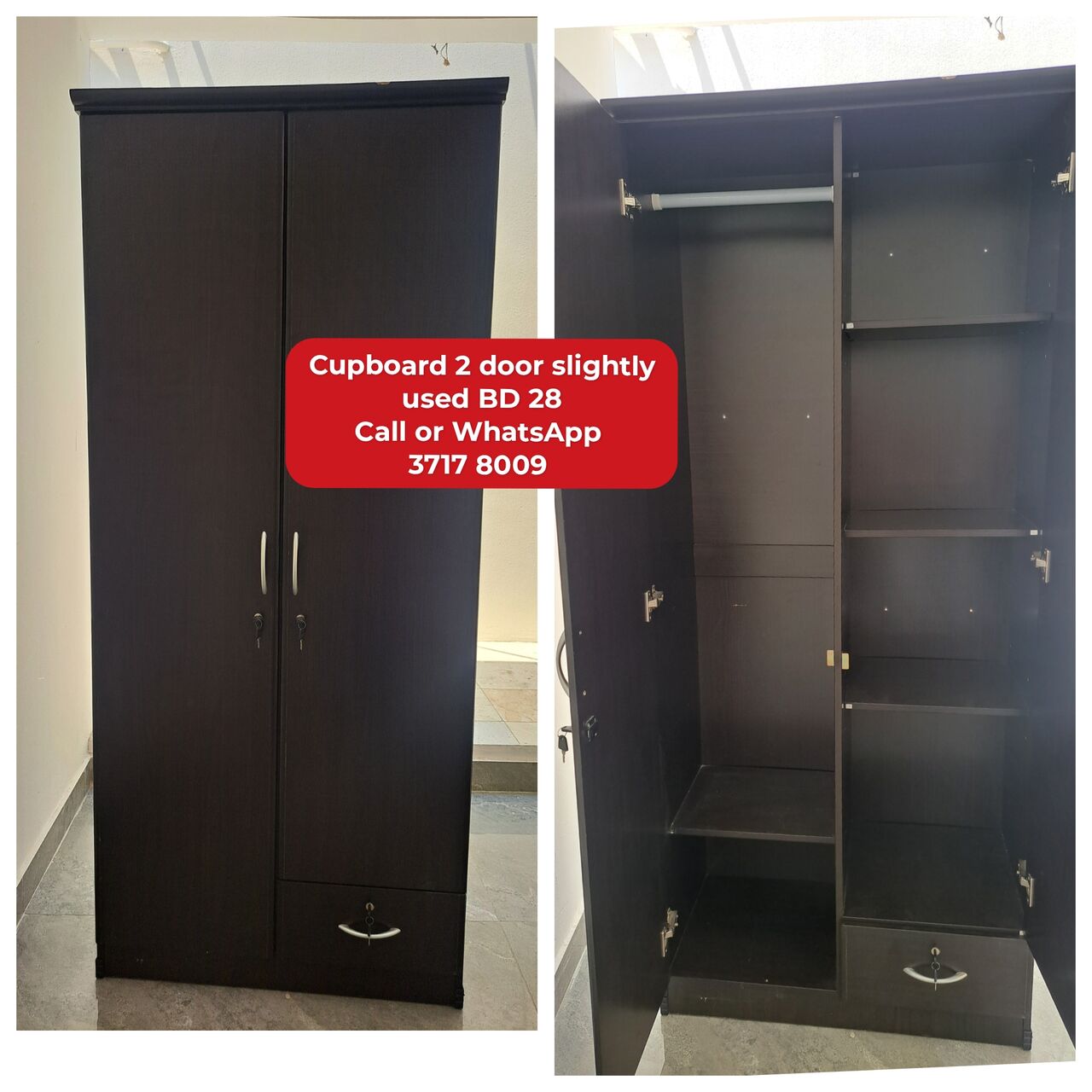Manama, Furniture, BHD 28,  @@Cupboard 2 Door In Good Condition For Sale With Delivery