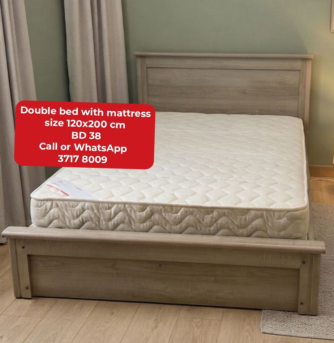 Manama, Furniture, BHD 38,  @@Double Bed With Mattress In Good Condition For Sale With Delivery