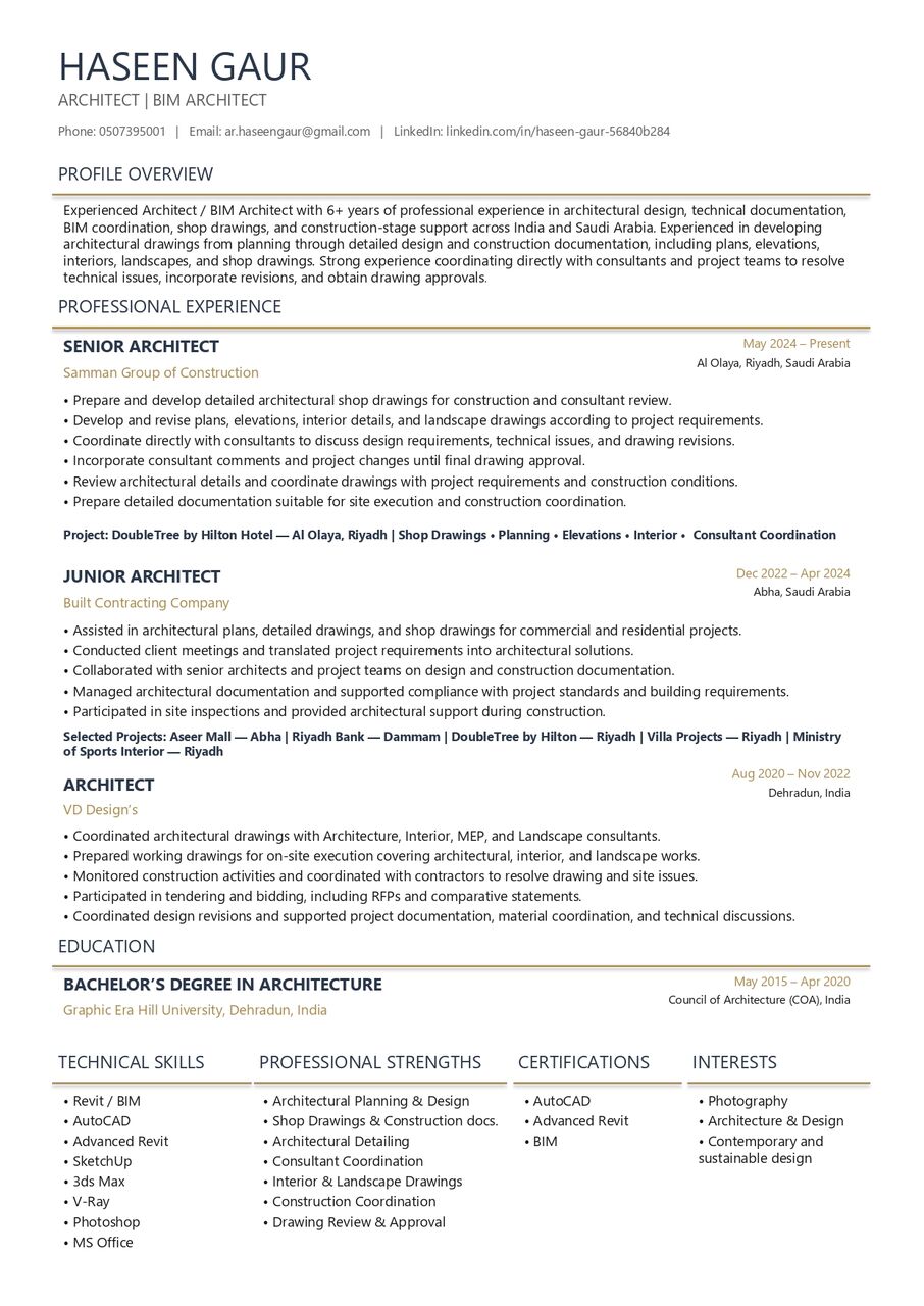 Dammam, Job Seekers, Senior Architect