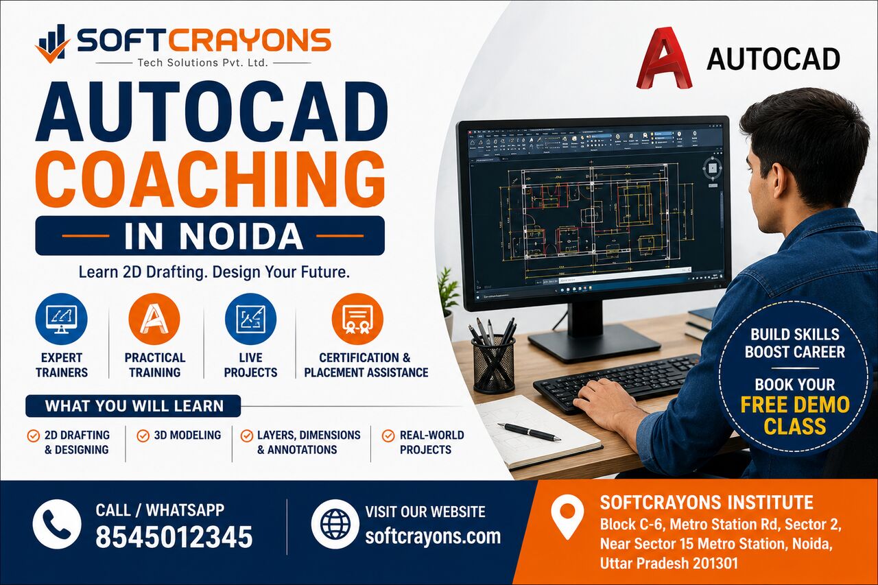 Noida, Education, AutoCAD Coaching In Noida | SoftCrayons