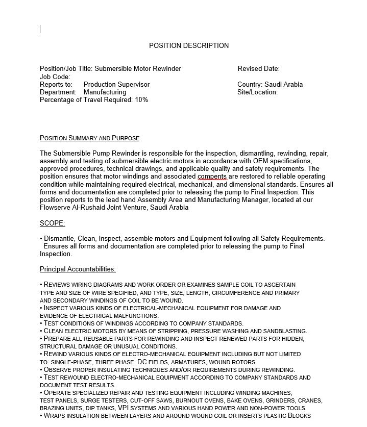 Dammam, Jobs, Submersable Motor Rewinder (Philippine National Only)