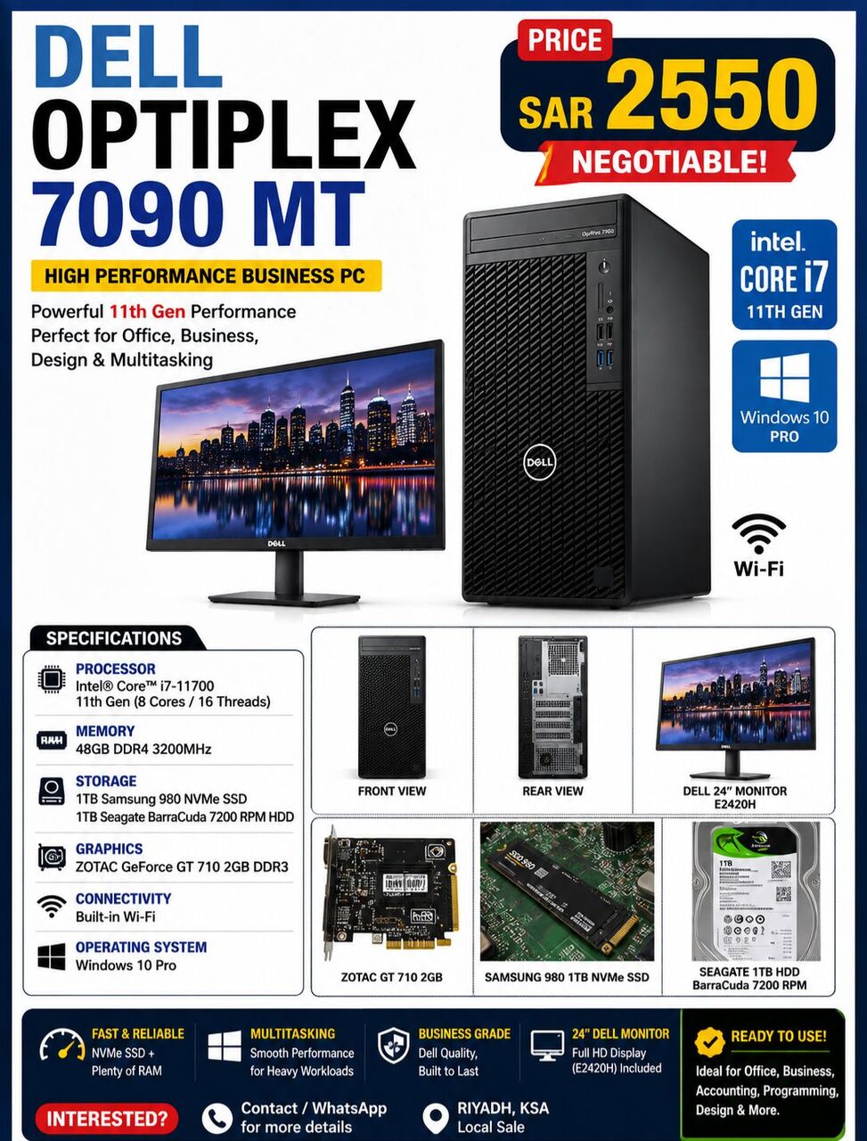 Riyadh, Computers, SAR 2350,  Dell Optiplex 7090 MT