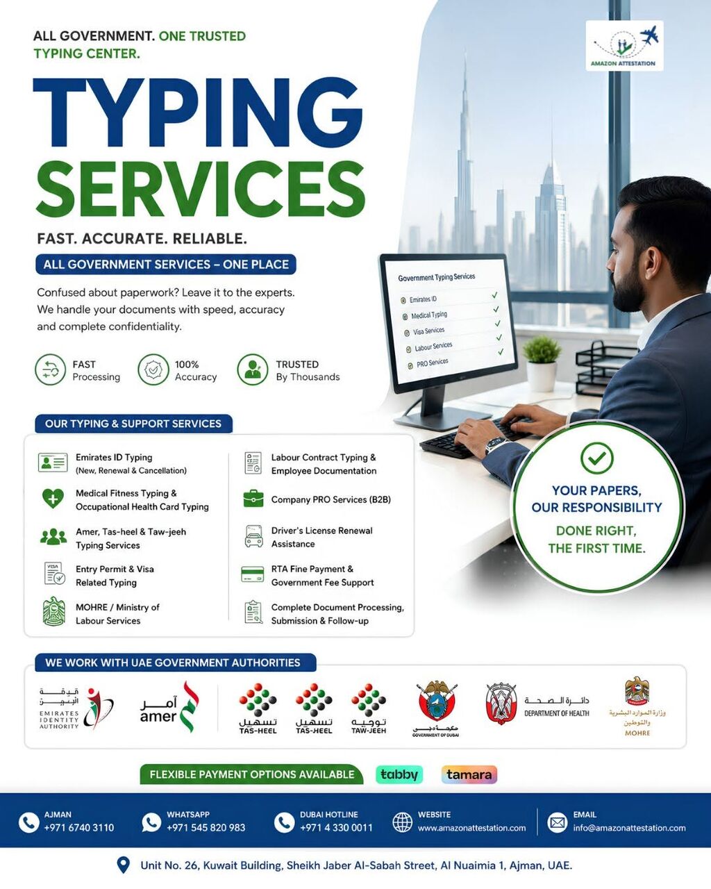Ajman, Translation, Professional Typing Services In Ajman, UAE