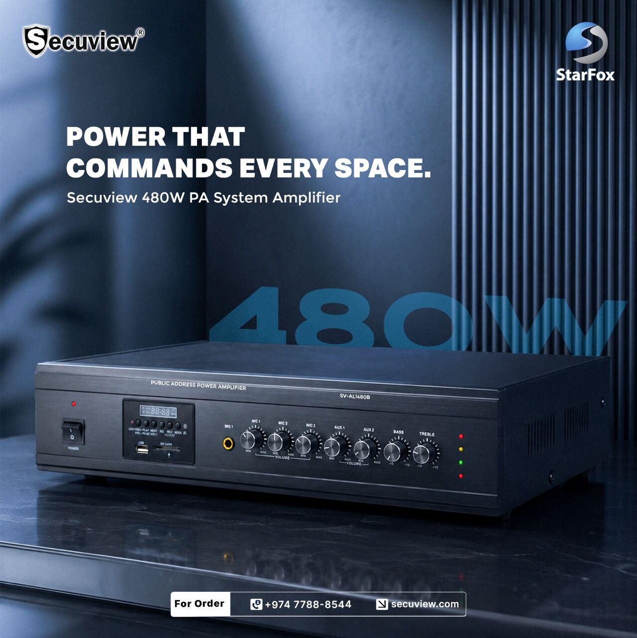 Doha, Electronics, QAR 1200,  Secuview 480W PA System Amplifier With 1 Zone