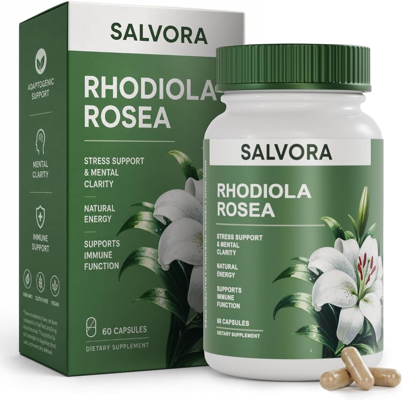 New York, Help, Salvora Rhodiola Rosea Supplement &ndash; Golden Root Adaptogen Capsules - Rhodiola Rosea Extrac