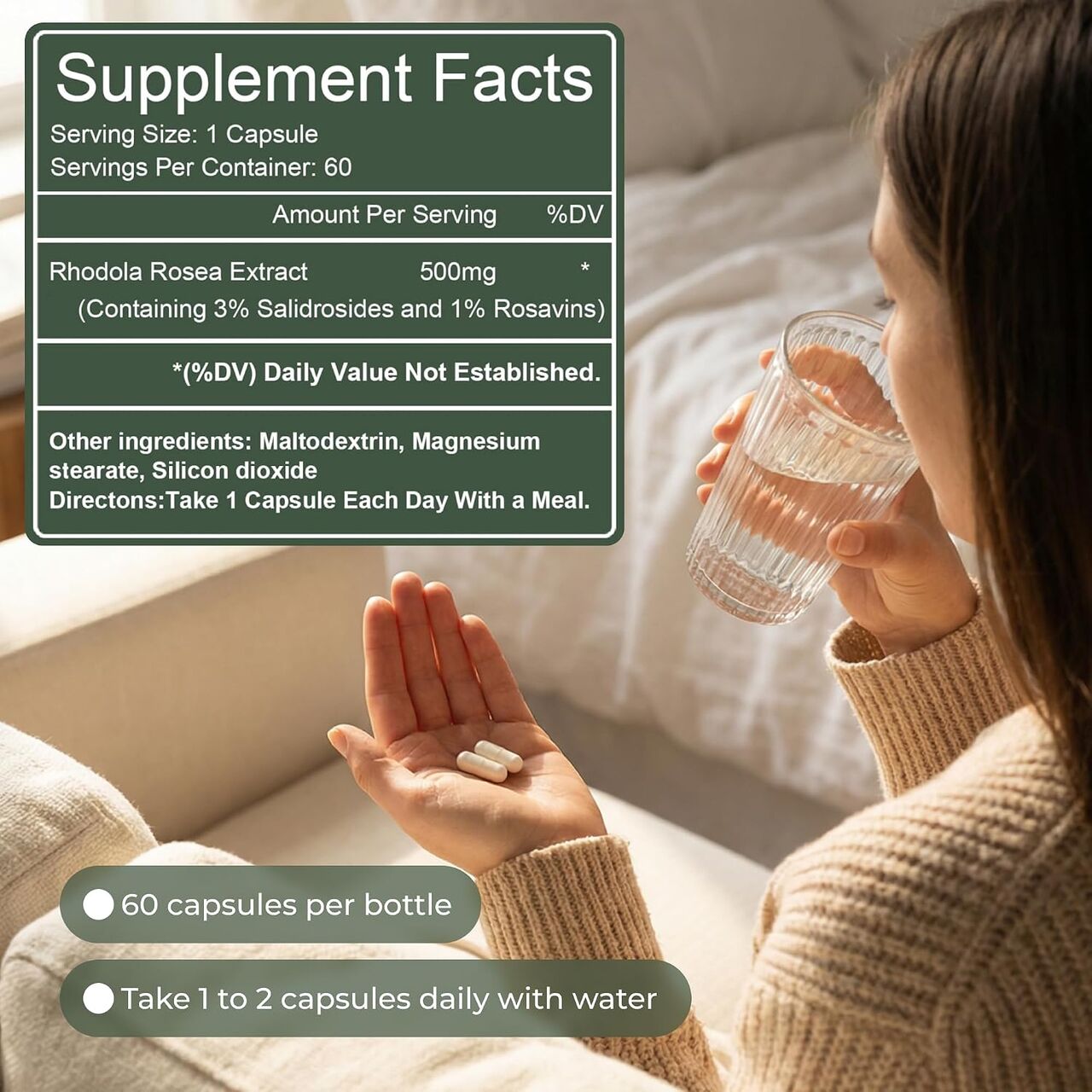 New York, Help, Salvora Rhodiola Rosea Supplement &ndash; Golden Root Adaptogen Capsules - Rhodiola Rosea Extrac