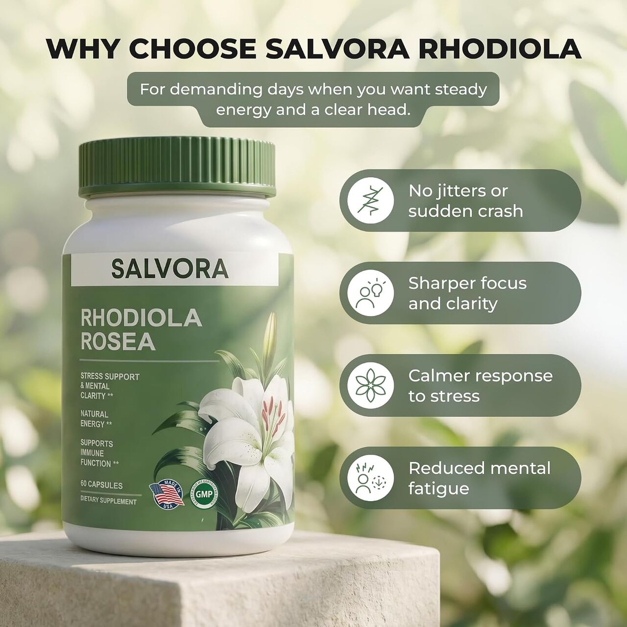 New York, Help, Salvora Rhodiola Rosea Supplement &ndash; Golden Root Adaptogen Capsules - Rhodiola Rosea Extrac