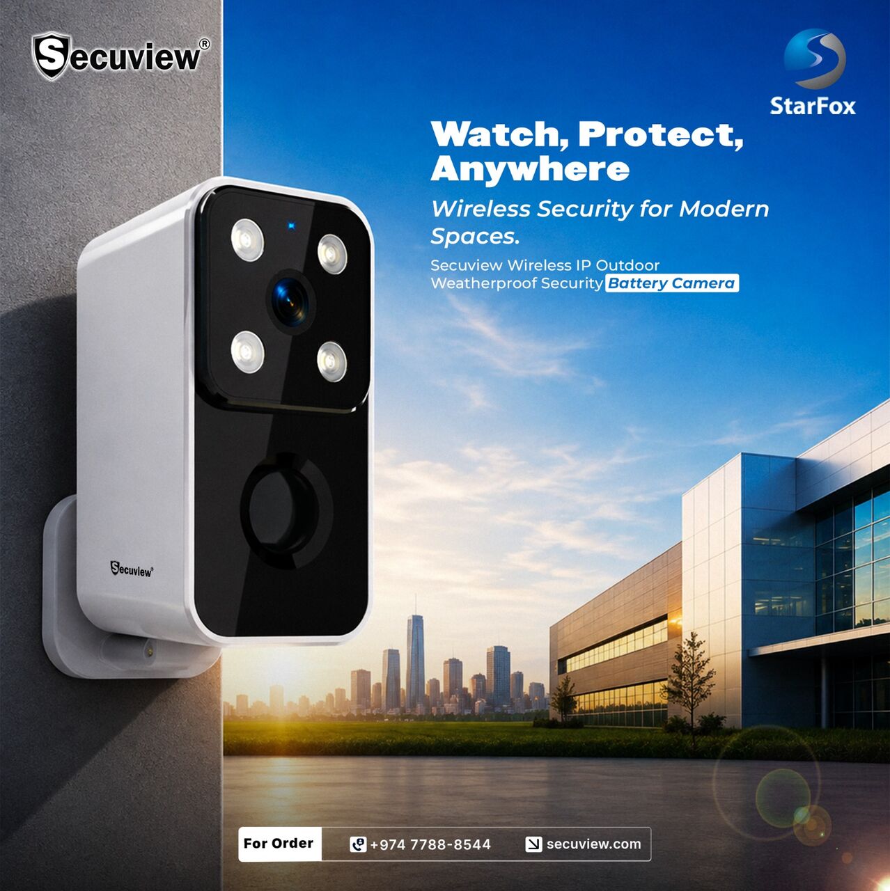 Doha, Electronics, QAR 270,  Secuview Wireless IP Outdoor Weatherproof Security Battery Camera