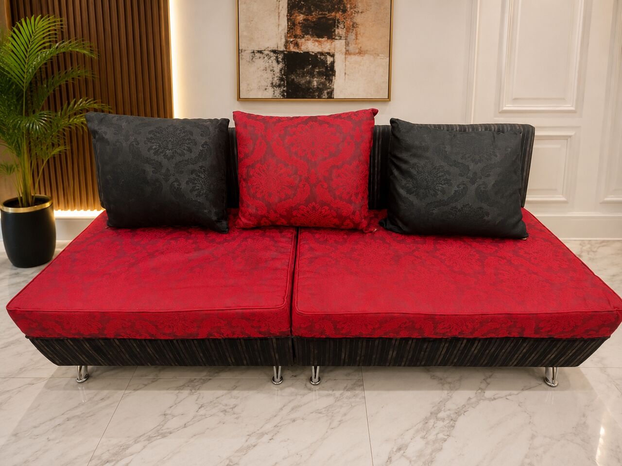Khobar, Furniture, SAR 150,  Elegant Red & Black Sofa Set &ndash; Stylish & Modern