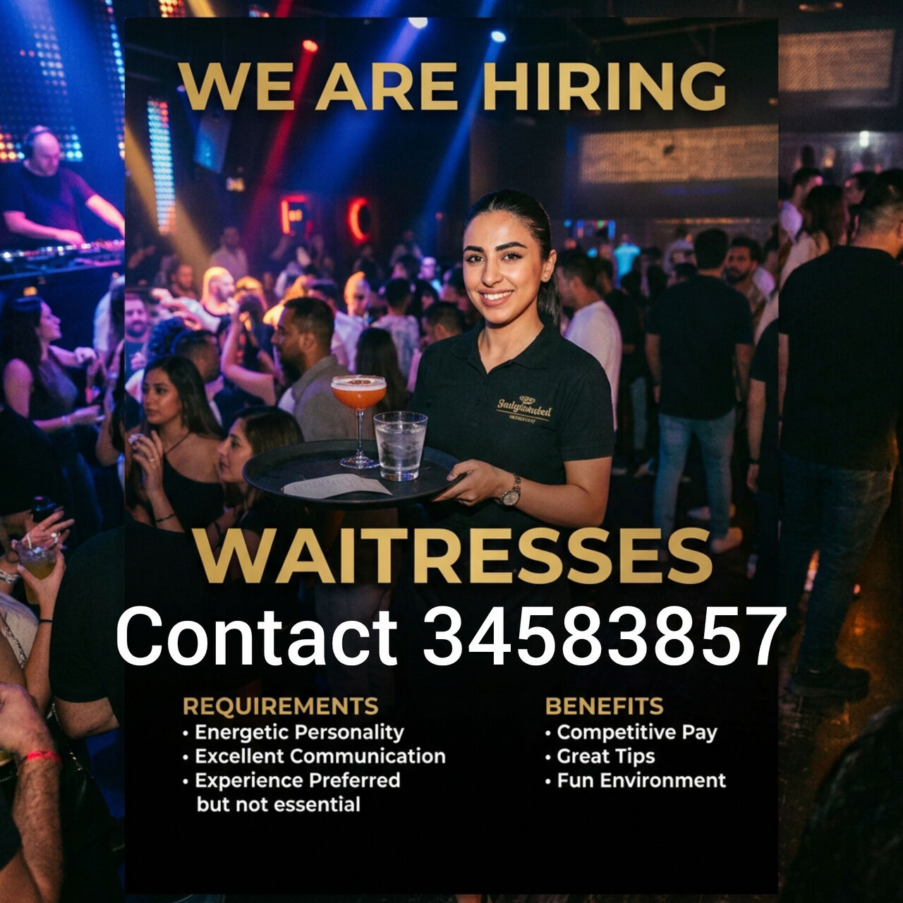 Hoora, Jobs, Waitress