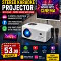 BHD 53,  Bundle Offer New Home Cinema Stereo Karaoke Projector With 2 Mic+Tripod Screen With Stand
