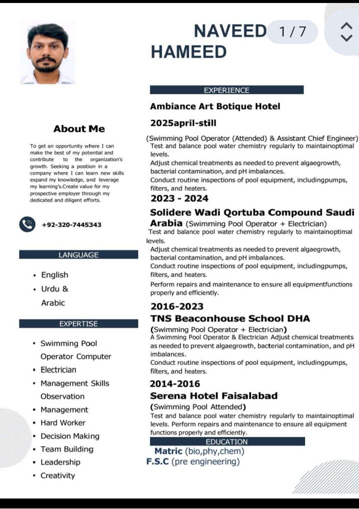 Faisalabad, Job Seekers, Machenical Foremane Or Plumbing