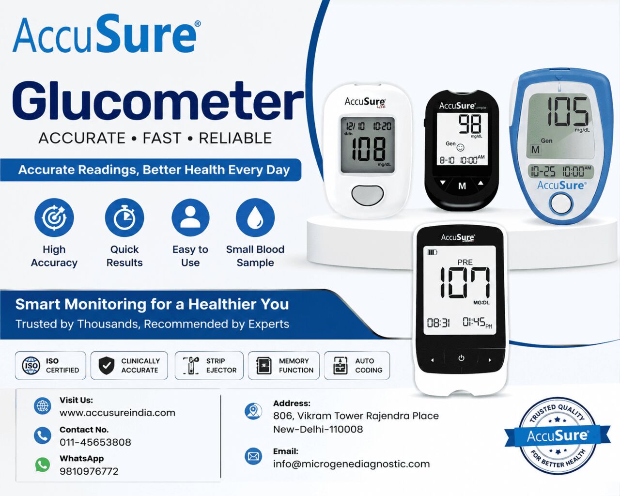 New Delhi, Health & Beauty Items, INR 650,  Shop Glucometer In Delhi &ndash; AccSure India