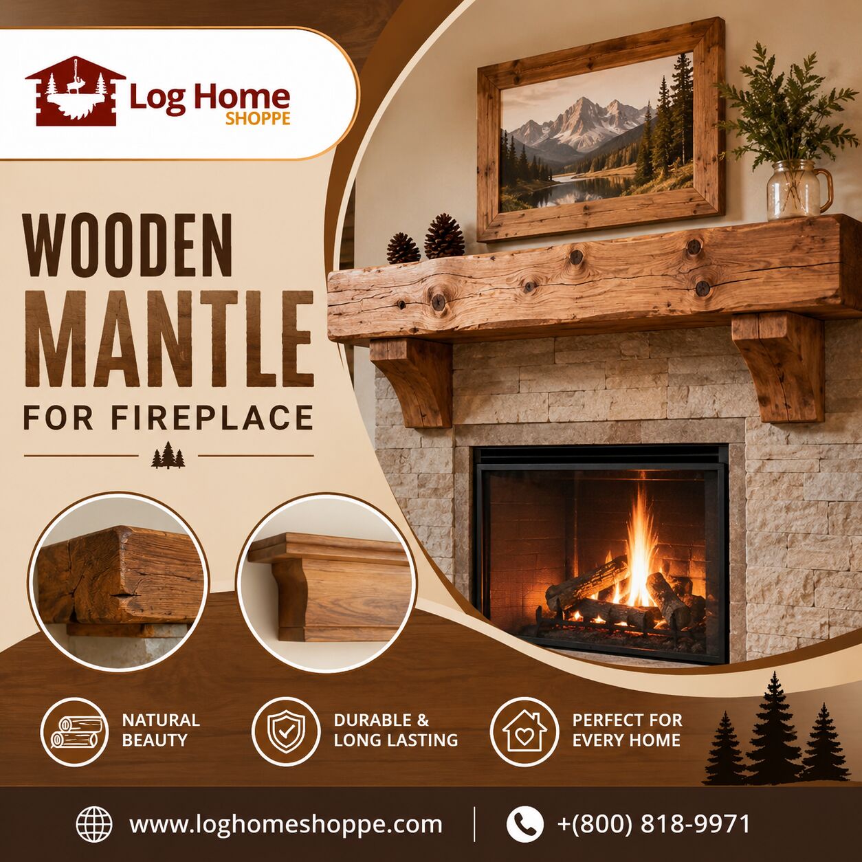 New York, Business, Where Can I Buy A Wooden Mantle For My Fireplace? Call Log Home Shoppe At (800) 818-9971