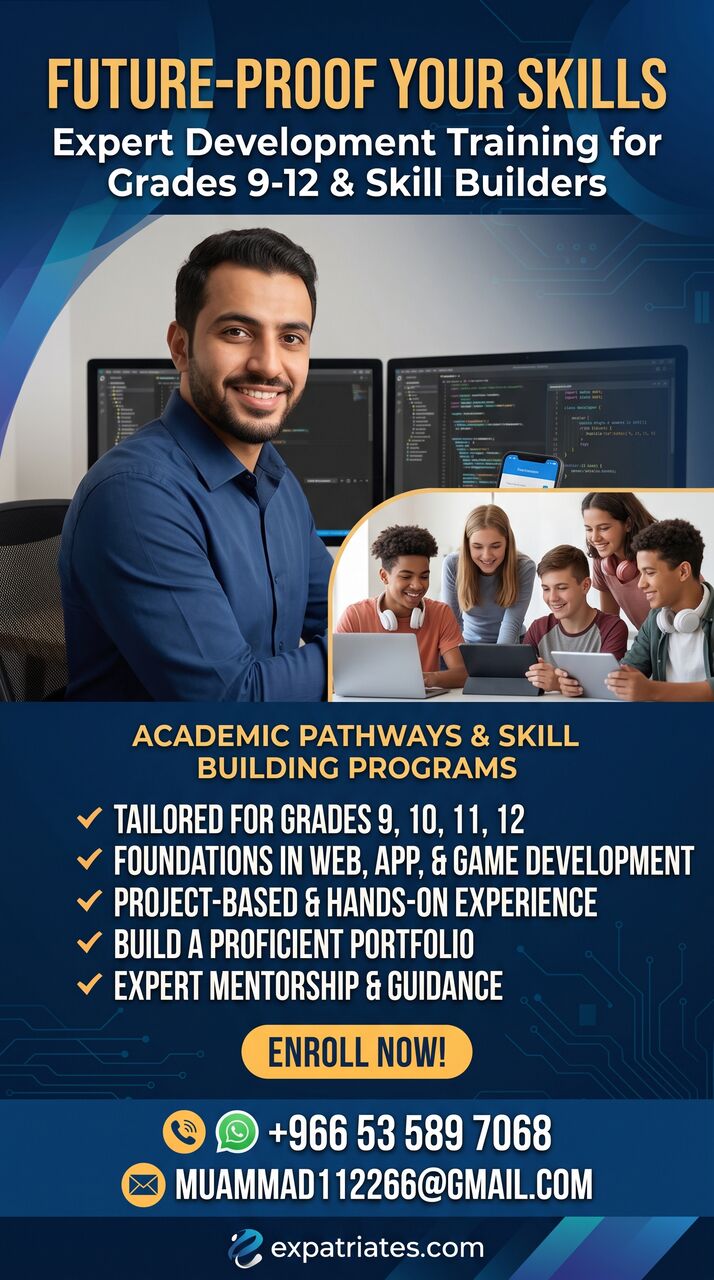 Jeddah, Software Development, Coding & Software Development Classes For Grades 9-12 & Beginners