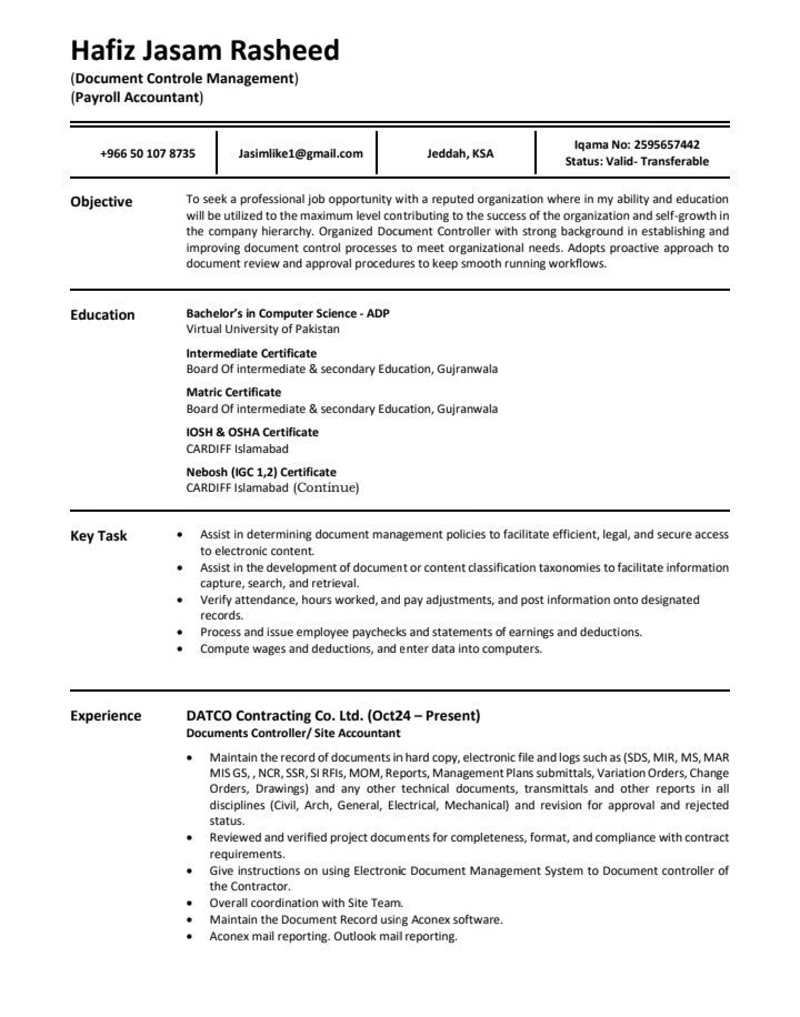 Riyadh, Job Seekers, Document Controller