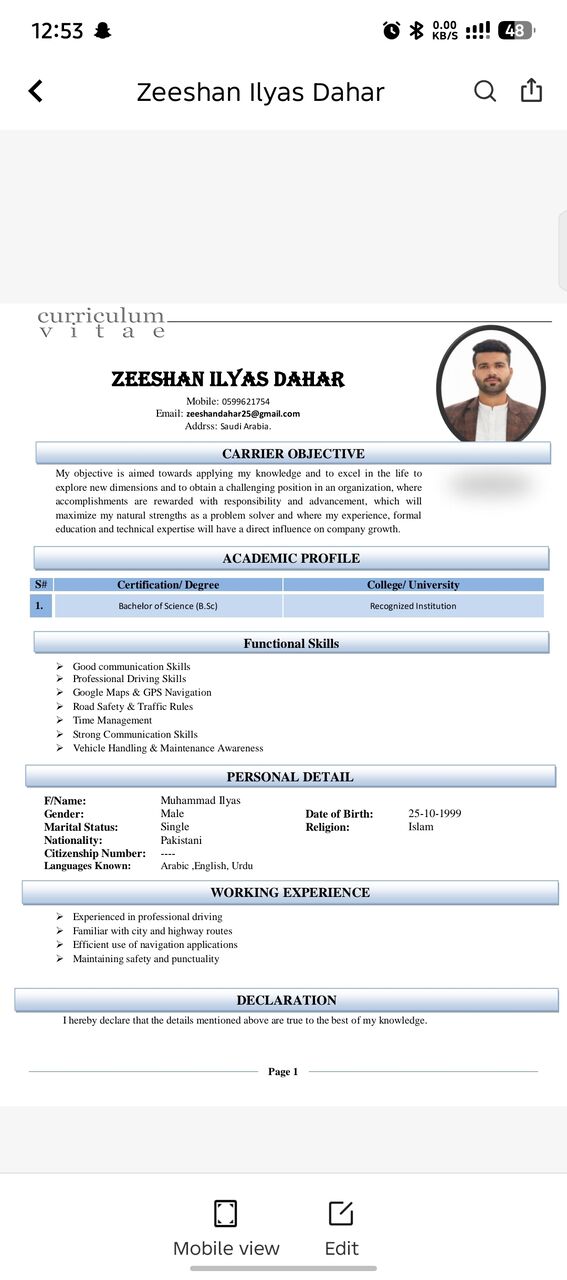 Jeddah, Job Seekers, Car Driving Werhouse Shop Kepar