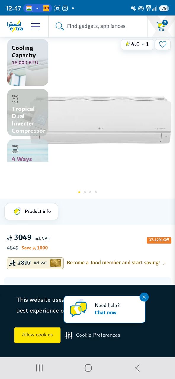 Riyadh, Air Conditioners, SAR 1500,  LG 18000 Btu Cool Only Dual Inverter AC