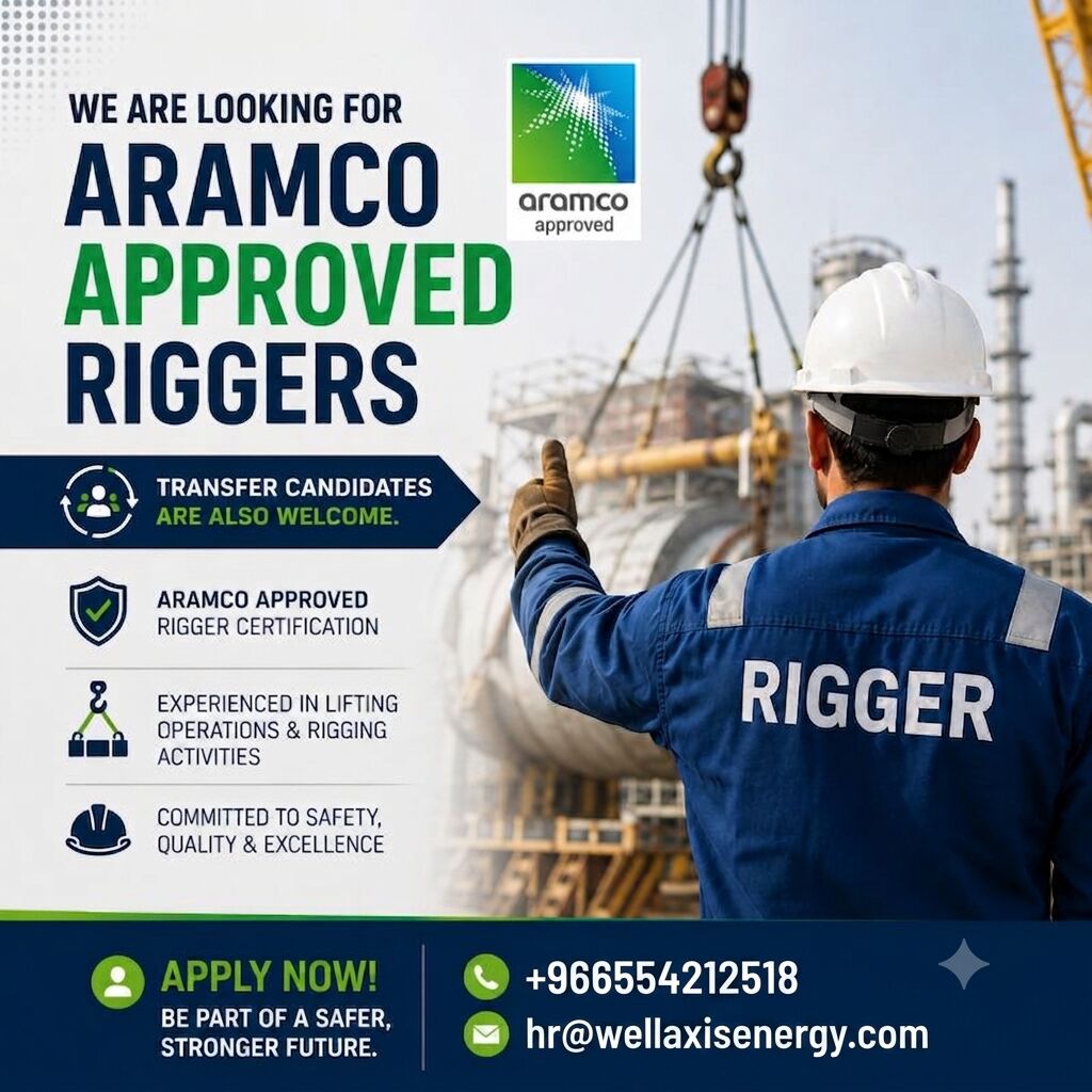 Riyadh, Jobs, Urgent Hiring Aramco Approved Rigger