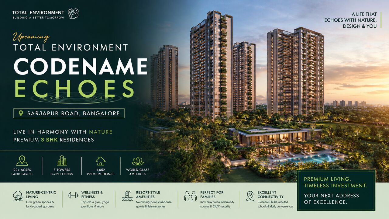 Bangalore, Residential Plots, Upcoming Total Environment Codename Echoes &ndash; Sarjapur Road, Bangalore