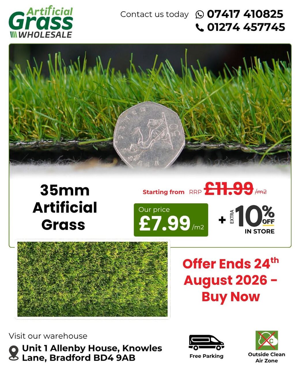 London, Household Items, GBP 7,  35mm Artificial Grass &mdash; Now Just £7.99/m²!