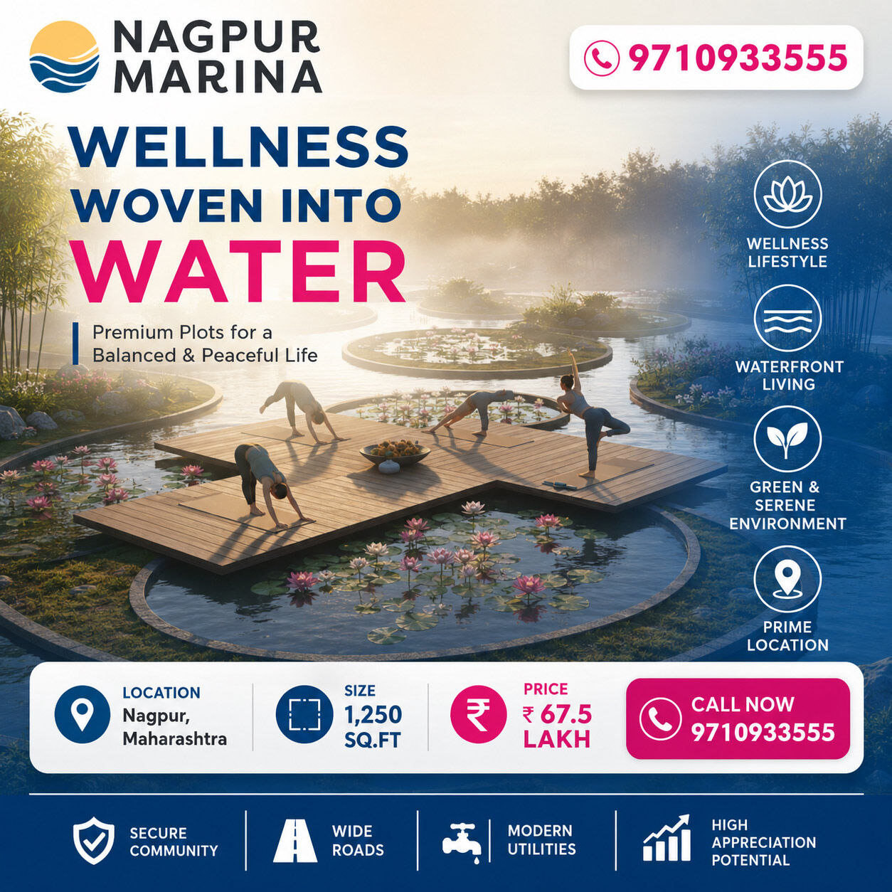 Nagpur, Residential Plots, INR 6799000,  1250 Sq. Feet,  HOABL Plots Nagpur Marina &ndash; Where Luxury Meets Prime Location