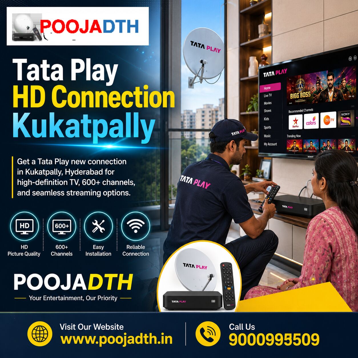 Mumbai, Television, Tata Play HD Connection Kukatpally