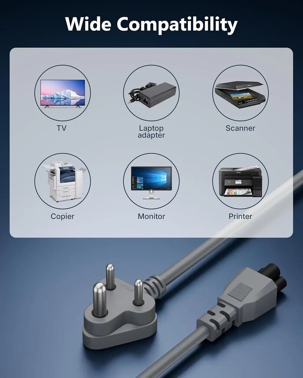 New Delhi, Computers, INR 249,  FEDUS TPR (Thermoplastic Rubber) Laptop Power Cord