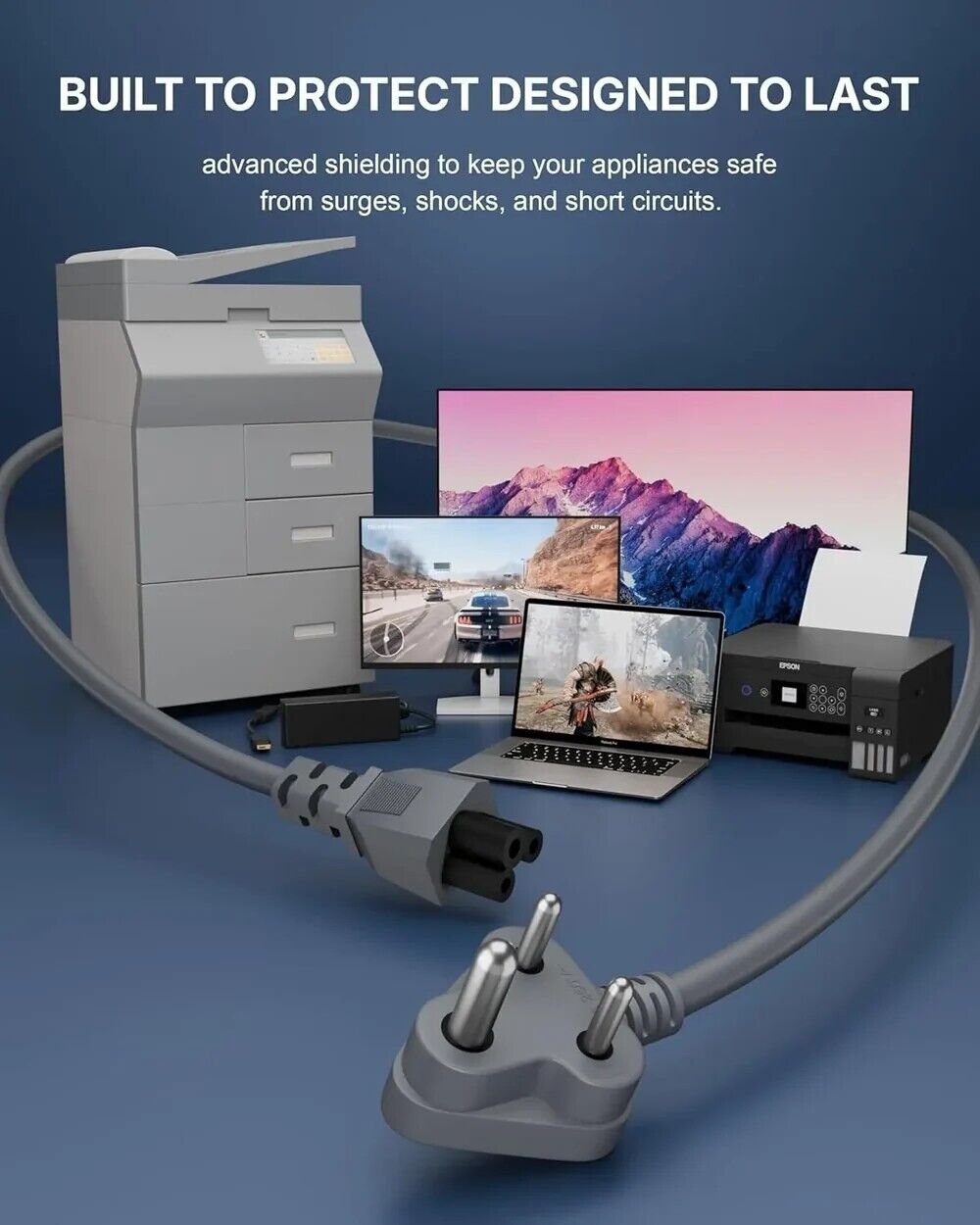 New Delhi, Computers, INR 249,  FEDUS TPR (Thermoplastic Rubber) Laptop Power Cord