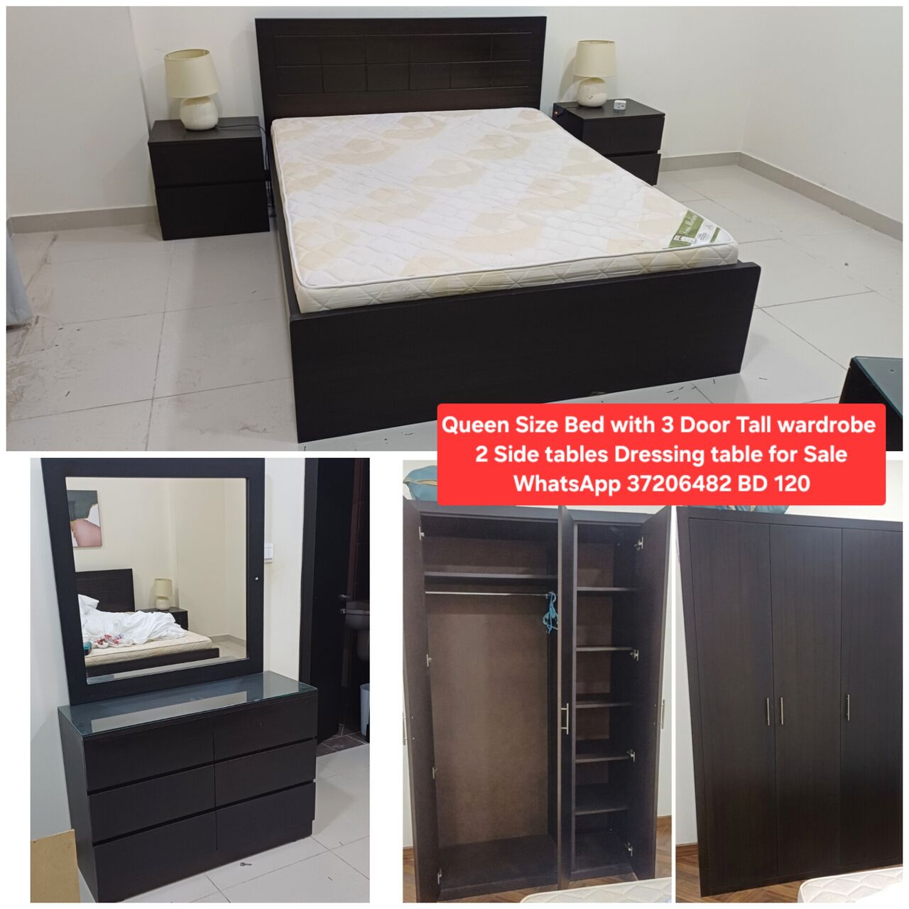 Manama, Furniture, BHD 120,  ✅️ Queen Size Bed Set For Sale In Good Condition With Delivery