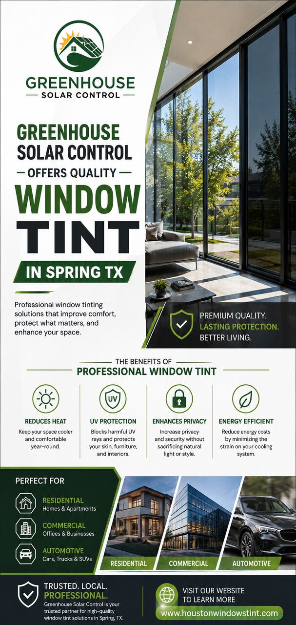New York, Household, Greenhouse Solar Control Offers Quality Window Tint In Spring TX