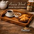 Elegant Acacia Wood Serving Tray With Handle &ndash; Durable & Stylish