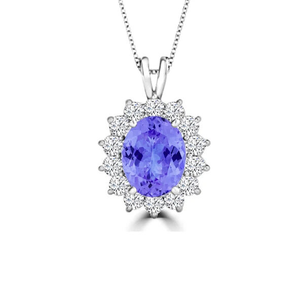 New York, Jewelry, USD 1726,  Oval Tanzanite And Diamond Halo Pendant