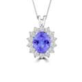 USD 1726,  Oval Tanzanite And Diamond Halo Pendant