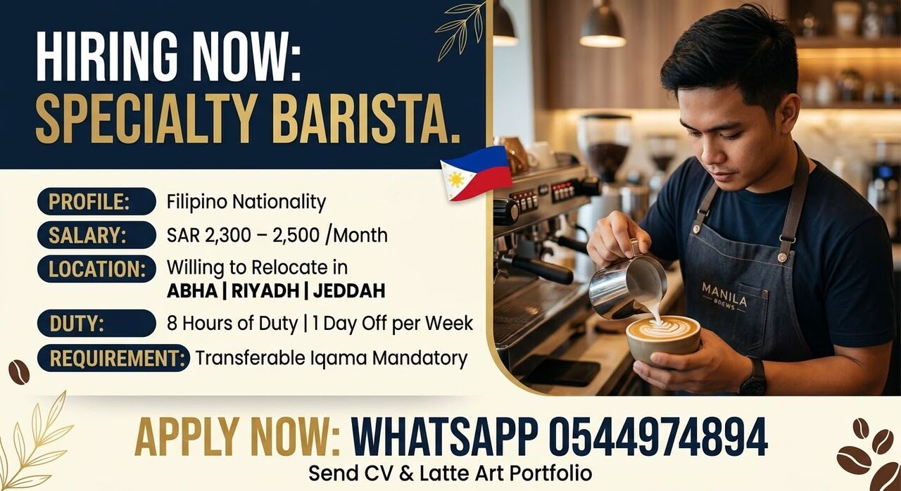 Riyadh, Jobs, Barista (Filipino Only)