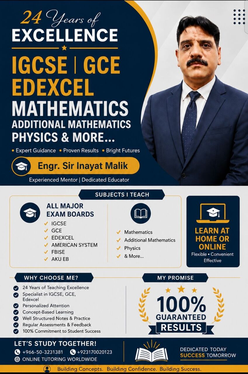 Hofuf, Job Seekers, Experienced O/A Level Educator Math Physics English & More