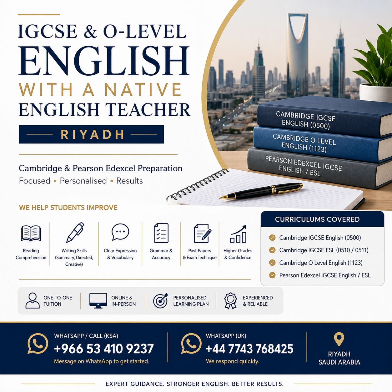 Riyadh, Lessons Offered, Native English Teacher For IGCSE & O-Level English | Cambridge & Edexcel | Riyadh