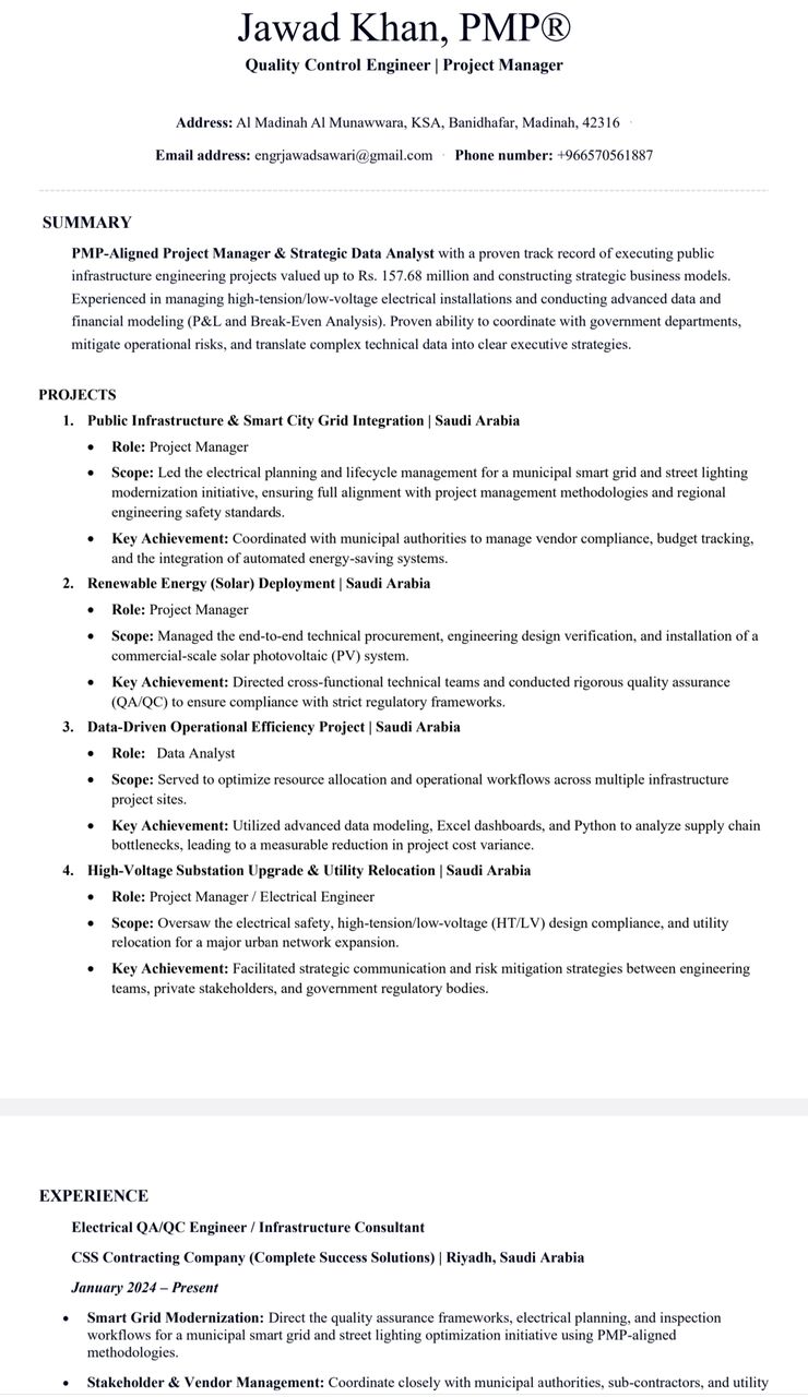 Riyadh, Job Seekers, Quality Control Engineer (Electrical)