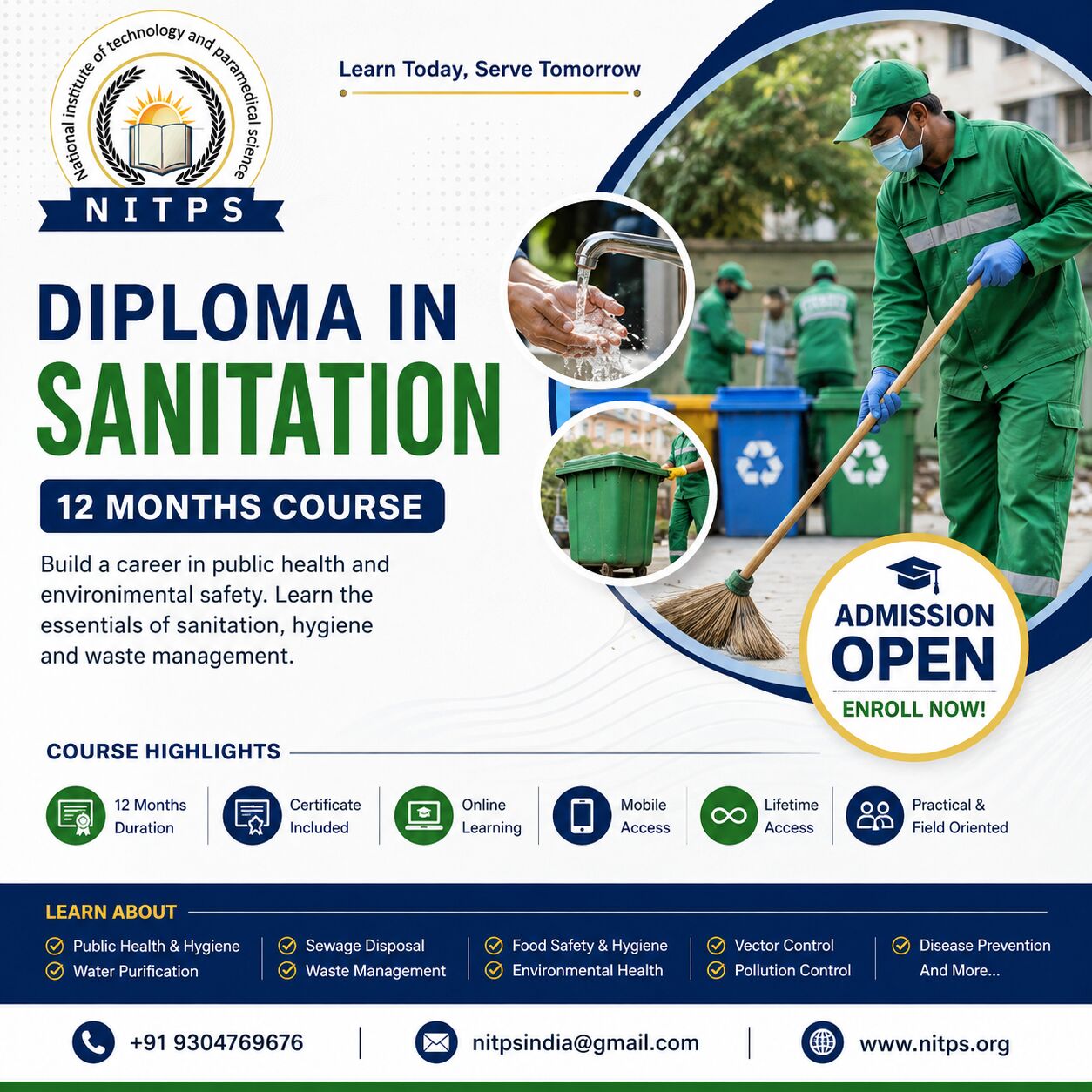 Ghaziabad, Education, Diploma In Sanitation &ndash; 12 Month Course With Certificate
