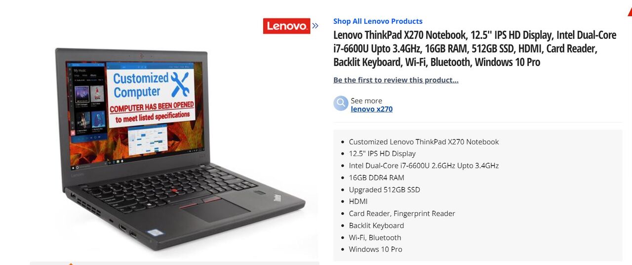 Khobar, Computers, SAR 750,  Lenovo ThinkPad X270 Professional  Notebook
